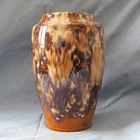 VINTAGE 1920s-1930s Brush McCoy Pottery Brown Onyx  9 in. Art Vase