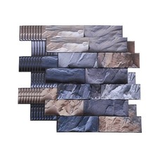 10Pcs Backsplash Stickers 10.6"x10.6" Stone, Black Gold Brown