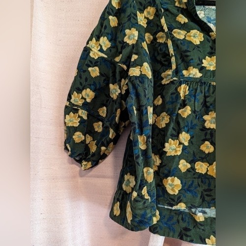 Sonoma Corduroy petite XL green velvet and yellow flowers - Picture 12 of 16