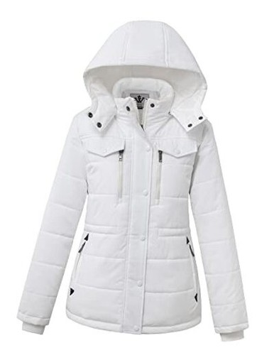 Women's Winter Water Resistant Warm Puffer Coat with Detachable Hood