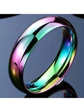 Rainbow 6mm Polished Band Ring Size 11 Unisex Fashion Jewelry