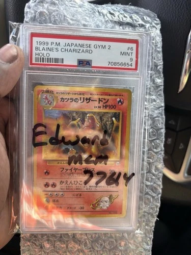 Pokémon Blaine's Charizard Challenge from the Darkness Holo PSA 9 Autographed