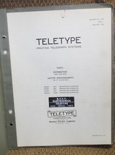 Teletype Printing Telegraph Systems Bulletin 1125- Issue 1- Parts,Distributors