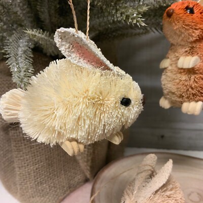 Gisela Graham Set Of Two Hares With Berries Christmas Tree Decorations