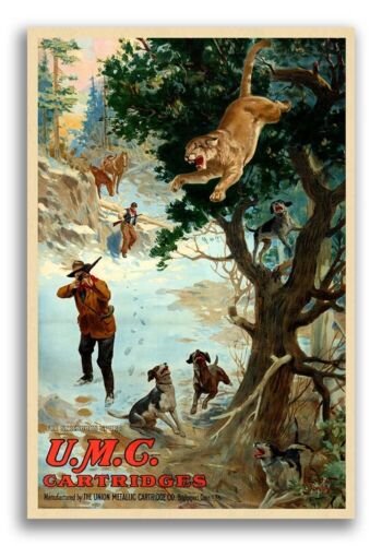 1930s U.M.C. Cartridges For Strenous Sport VIntage Hunting Poster - 20x30 - Picture 1 of 3