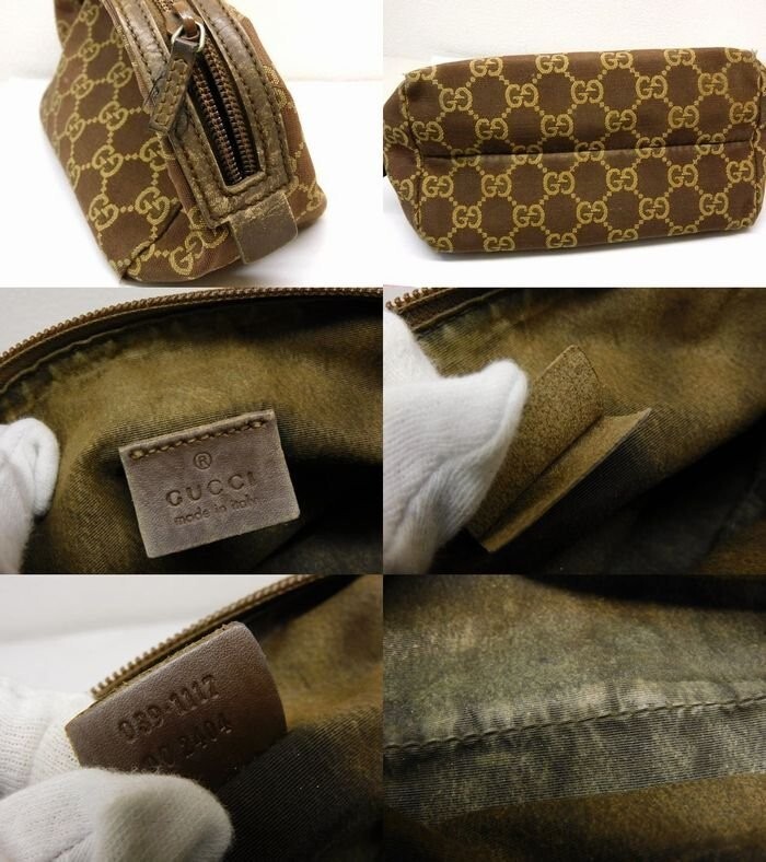 バッグ GUCCI accessory pouch hand bag GG brown Gucci GG Pouch Accessory Bag Pouch Brown Canvas 17x11.5x8