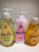 Lots 3-pc Johnson  s Baby Shampoo 13.6 oz Lotion Coconut Oil 16.9 oz wash 16.9 oz