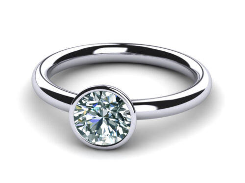 2.11Ct Vvs1-Round Blue White Real Moissanite Diamond Solitaire 925 Silver Ring - Picture 2 of 4