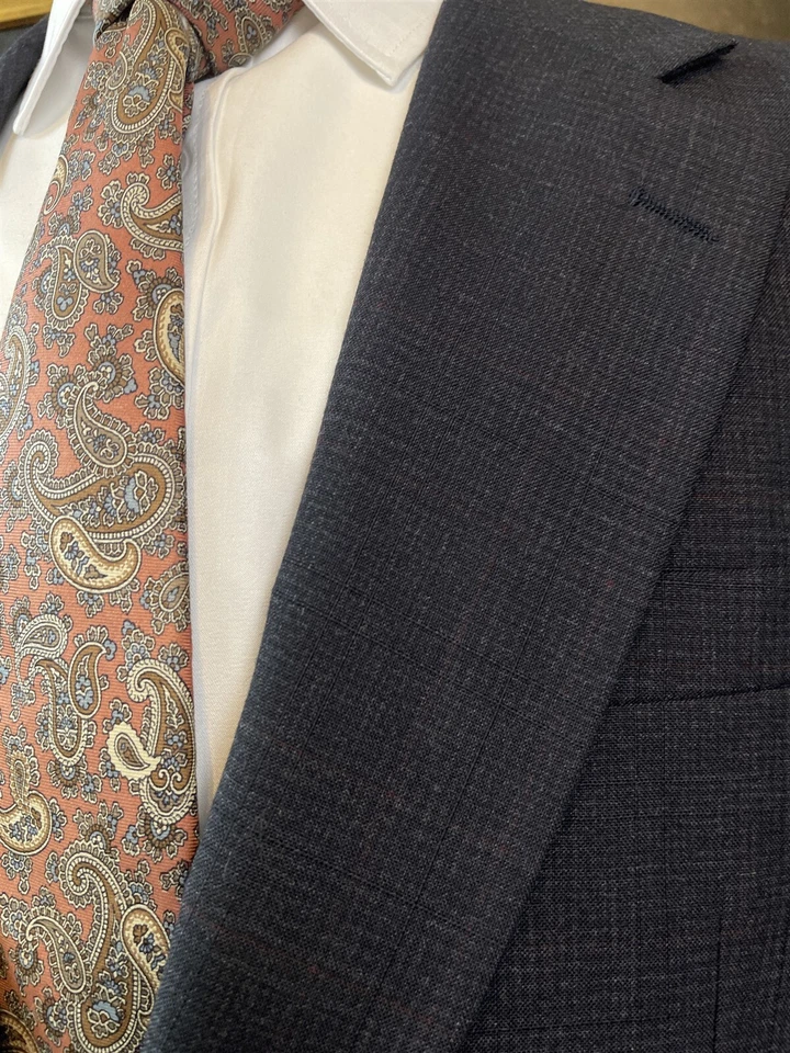 Chaqueta Blazer De Colección Burberrys 38R HECHA EN EE. UU. Cuadros Carbón 100% Lana Hopsack 2Btn Foto 3 de 4