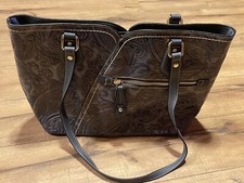 Mc Zella Blue Paisley Embossed Leather Handbag Tote ~ Nice ~ Msrp $137