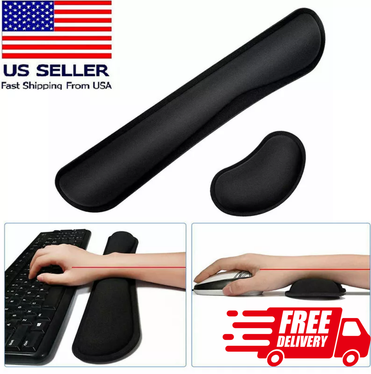 Ergonomic Memory Foam Keyboard and Mouse Wrist Rest Support Cushion Pad-image