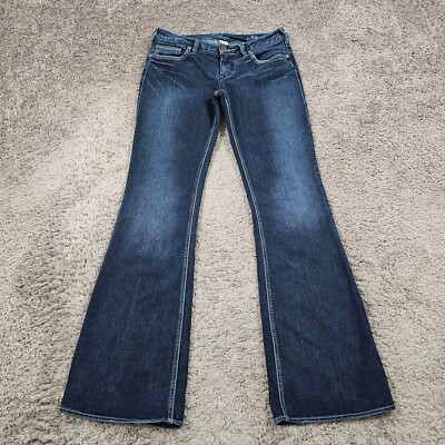 Silver Jeans Womens 29 Boot Cut Low Rise Dark Wash Fade Denim Stretch Aiko 29x34