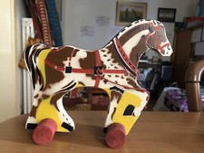 Cavallino In Legno Con Ruote Anni ‘60