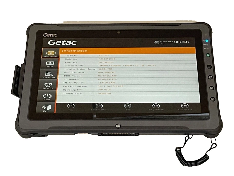 Getac F110 G3 Rugged Tablet 900h Core i7-6500U 2.5GHz 16GB 512GB USB RJ45 GX16 - Bild 2 von 4