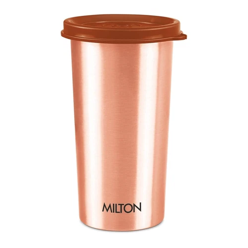 Copper Drinking Water Tumbler with Lid, 1 Piece, 480 ml 99% Pure Copper