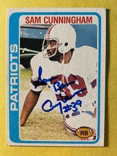SIGNED SAM CUNNINGHAM 1978 TOPPS FOOTBALL CARD AUTOGRAPHED - PATRIOTS