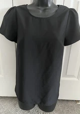 J. Crew Factory Women's Short Sleeve Crepe Top XS Black CD281 Polyester NWT