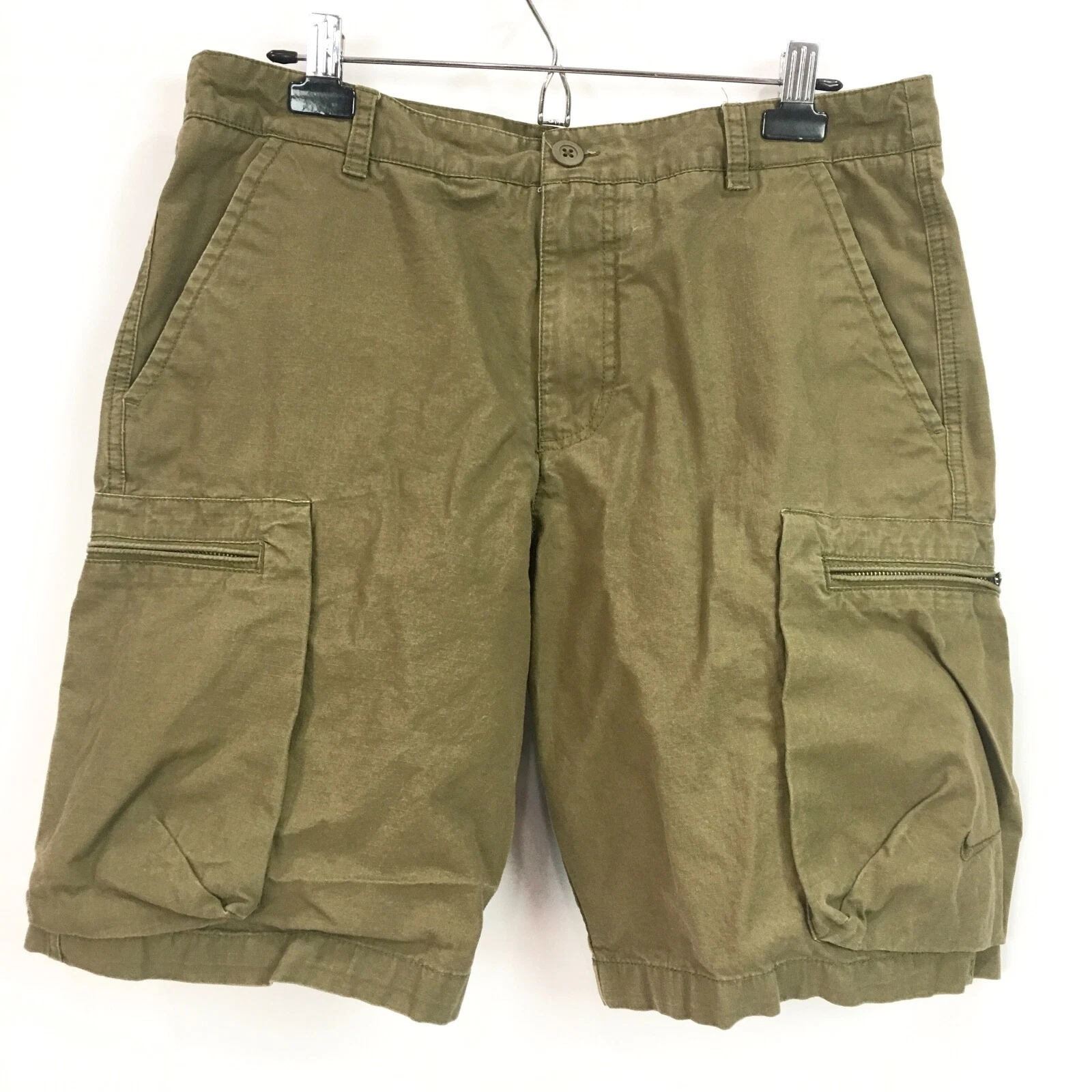 Nike Cargo Shorts Mens 32 Green Outdoor Hiking Casual 10" Inseam
