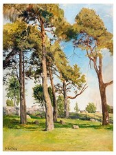 Trees Pine Village by B. Lindholm Tile Mural Kitchen Backsplash Marble Ceramic