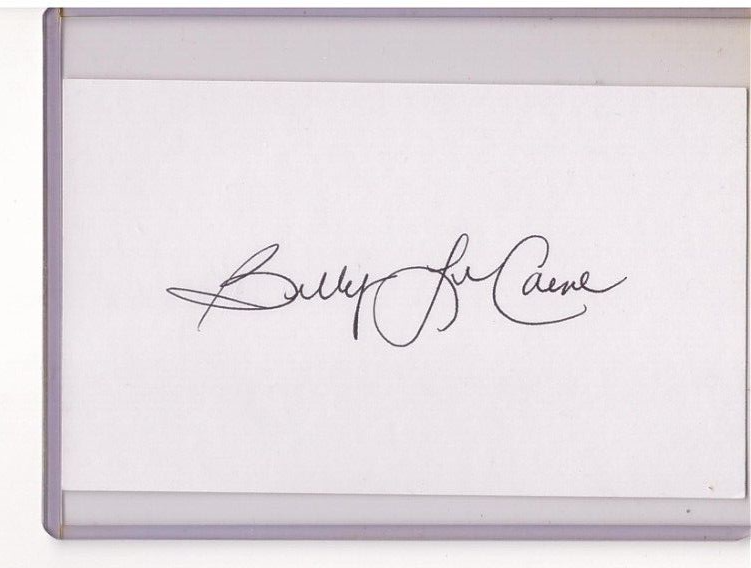 BILLY BILL LECAINE SIGNED 3x5 INDEX CARD NHL AUTOGRAPH PITTSBURGH