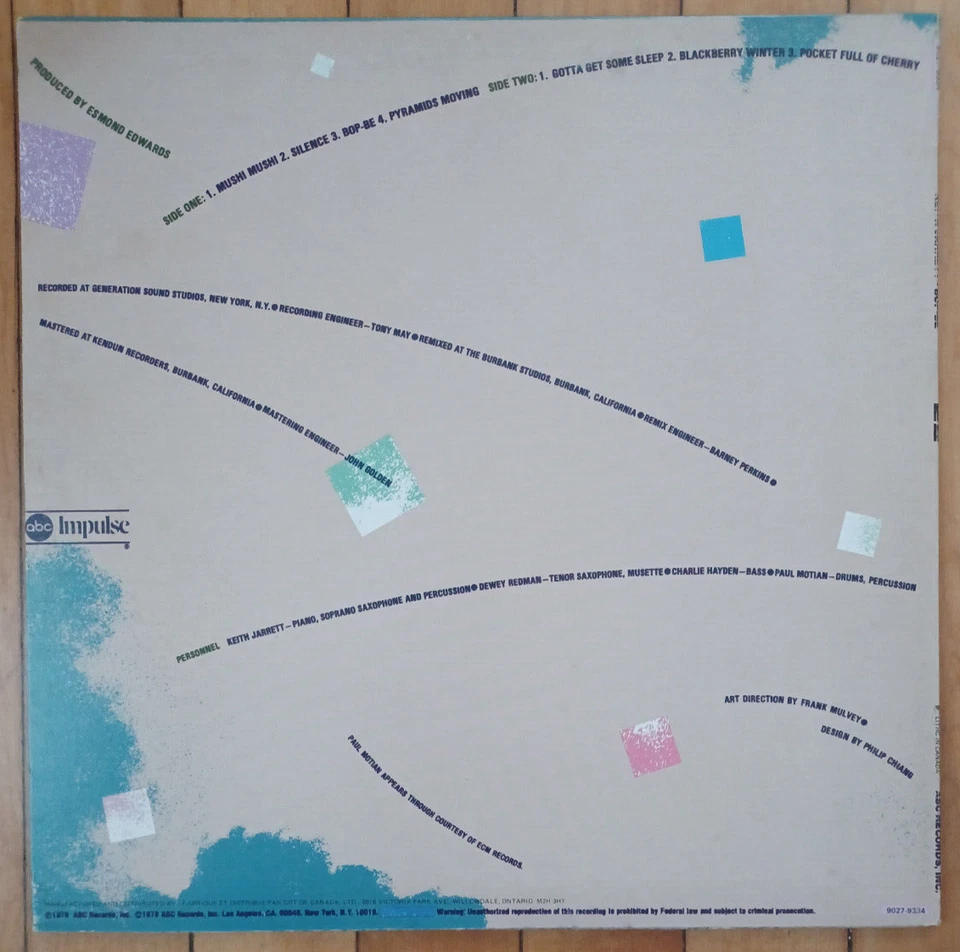 KEITH JARRETT Bop-Be Vinyl LP Record 1978 post bop jazz 100% PLAY GRADED Error - Image 2 of 4