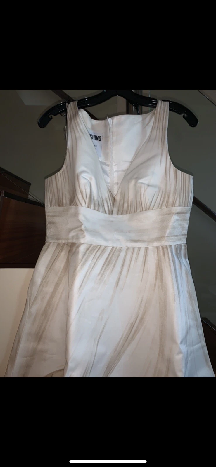 MOSCHINO COUTURE PASSERELLA BAMBOLA DI CARTA BABYDOLL VESTITO beige bianco 08756 taglia 10US 44IT