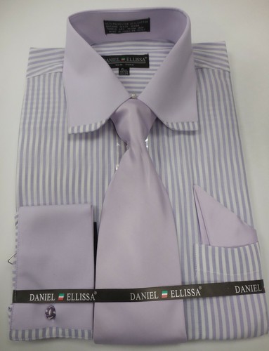 Mens Lavender Lilac Striped Dress Shirt 