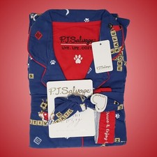 PJ Salvage Flannel Pajama Set Love Leo Rescue Dogs Headband XL Dark Denim      