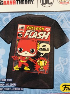 2019 Funko Pop Sheldon As The Flash T-Shirt BIG BANG THEORY Size Small S Unisex | eBay