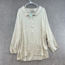 NWT Dolan Anthropologie Blouse Size 3X Plus Yellow Long Sleeve Collared