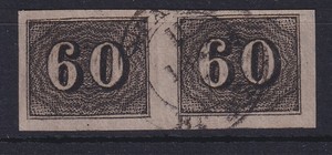 Brazylia 1849 cyfry kocie oczy / verticais 60 R Mi.-nr 14 poziomy. Para