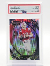 DRAKE MAYE 2024 SELECT CLUB LEVEL BLACK RED SHOCK ROOKIE PATRIOTS PSA 10 Q0004