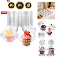 50 Pack Individual Cupcake Containers Plastic Cupcake Boxes Cupcake Holders S...