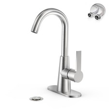 Single Hole Brushed Nickel Bathroom Sink Faucet/Bar Sink/Pre-Kitchen Sink Fau...