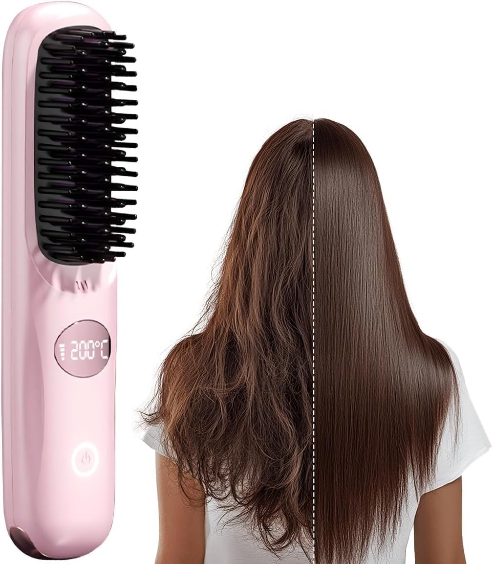 GoBrush Pro Portable Hair Straightening Brush Cordless Mini Straightener 