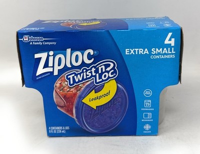 Ziploc Twist 'N Loc Food Storage Containers EXTRA SMALL 8 Oz, 4 Containers