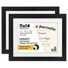 Americanflat 11x14 Diploma Frame with or 8.5x11 Mat, Black