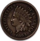 1864 Indian Head Cent 1c Very Fine VF+