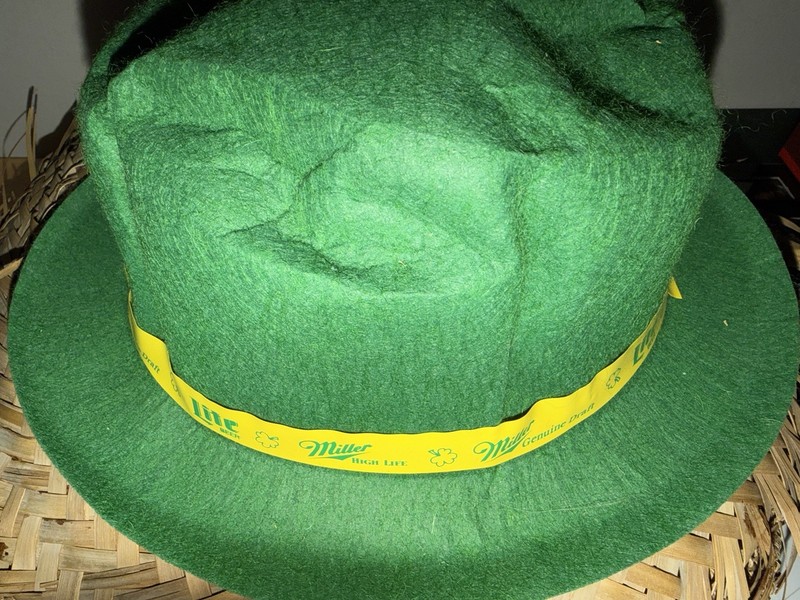 Vintage 1980s Miller High Life St. Patrick's Day Green Leprechaun Top Hat Felt!
