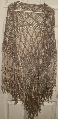 STUNNING vintage 1920s silk ribbon macrame Deco mega fringe shawl