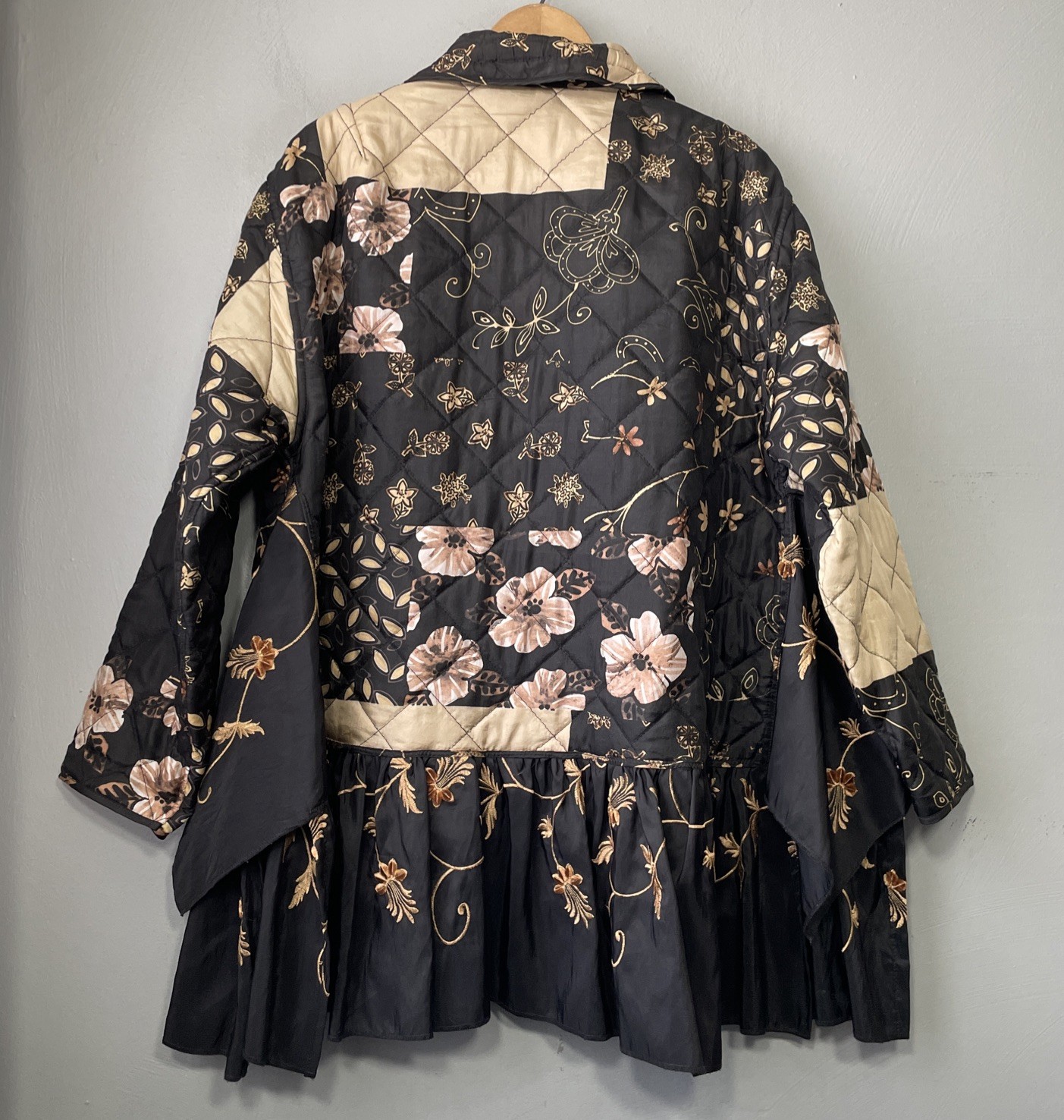 Upcycled Patchwork Silk Jacket Size Large Black E… - image 7