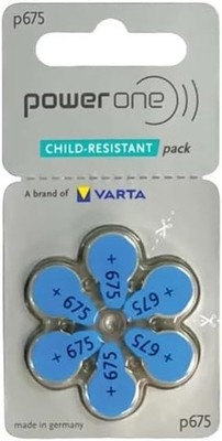 Powerone P675 Hearing Aid Batteries - Long-Lasting 1.45V Zinc Cells, 6 Pack