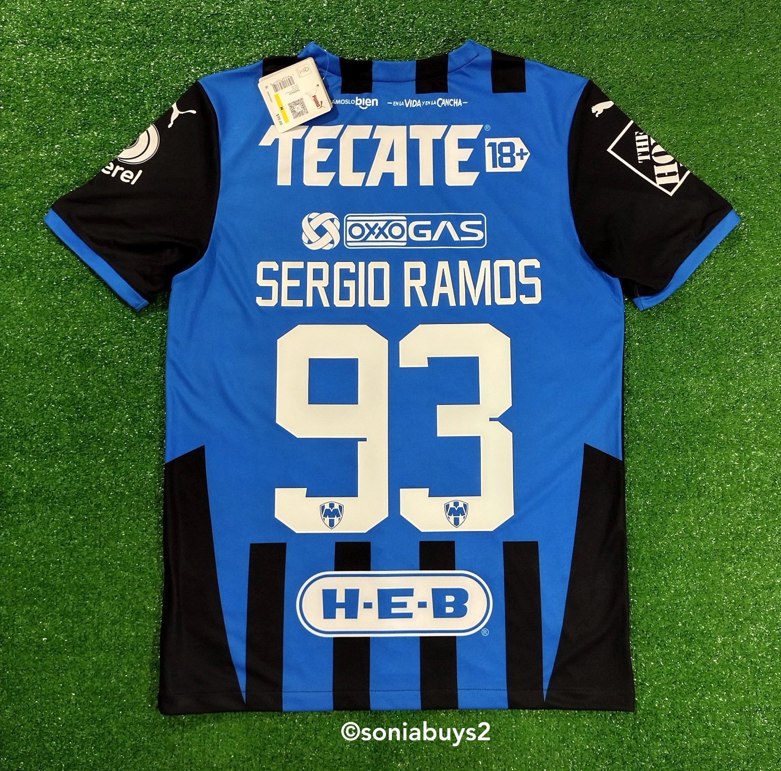 Puma Men's SERGIO RAMOS Monterrey Alter Soccer Jersey, 763254 01, Royal/Black, M