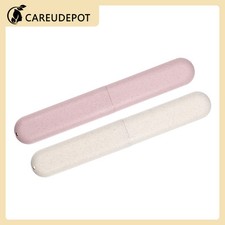 2Pcs Traveling Toothbrush Box Holders Case PP Beige Pink 8.07''x1.22''x0.83''