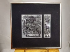 Philip Scott Studios Art Etched Zebra Metal Print on Canvas Frame