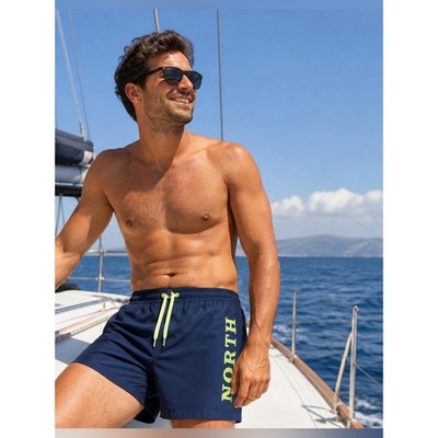 North Sails Volley W Graphic Swim Shorts Men SMALL Blue Nylon Cotton 5'' Mesh NWT