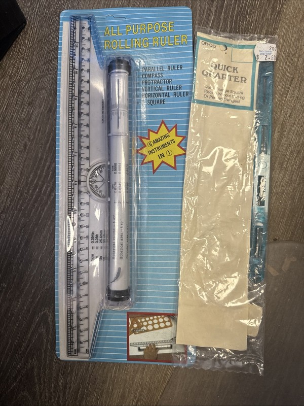 All Purpose Rolling Ruler 6 Instruments In One - NIP Free Quick Starter Square