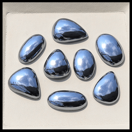 Brillo Jet-Metal ~ 8 Piezas Natural Elite Noble Shungite 18mm-21mm Cabujón Gemas - Imagen 2 de 11
