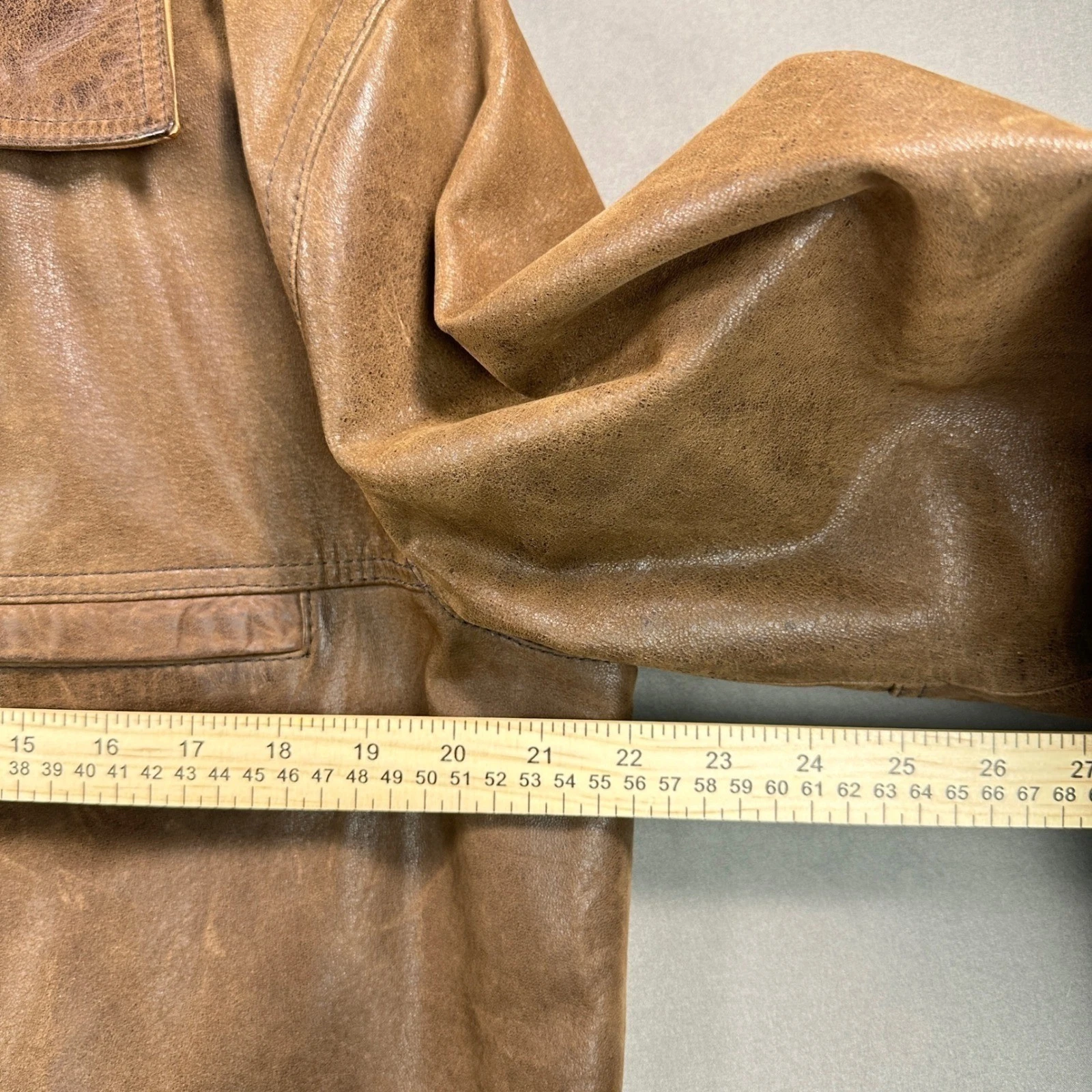 Vintage LL Bean Mens M Brown Leather Barn Jacket Distressed Heritage Workwear image 3