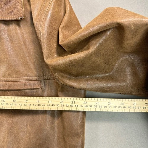 Vintage LL Bean Mens M Brown Leather Barn Jacket Distressed Heritage Workwear image 3